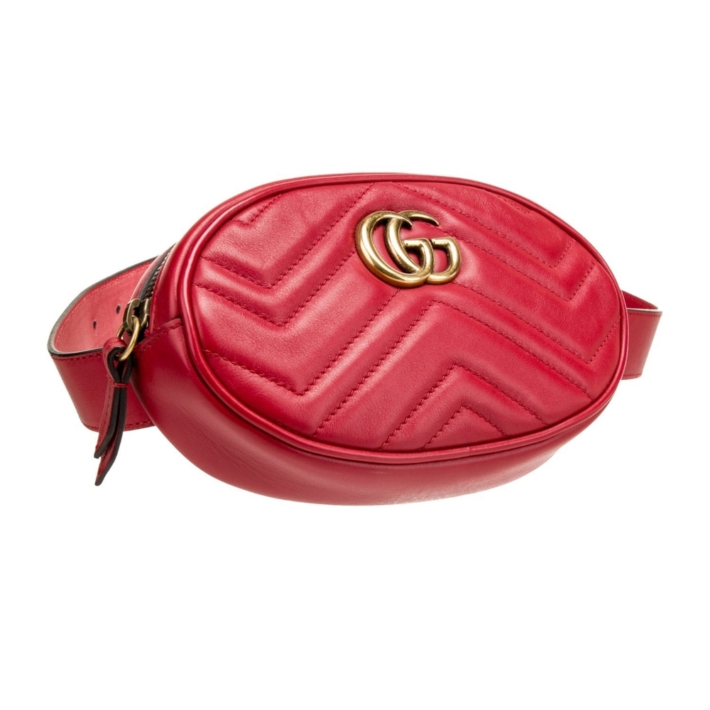 Gucci Red Crossbody Bag with Chevron Quilting